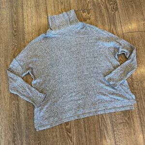 Aerie Turtleneck Sweater Ribbed Gray